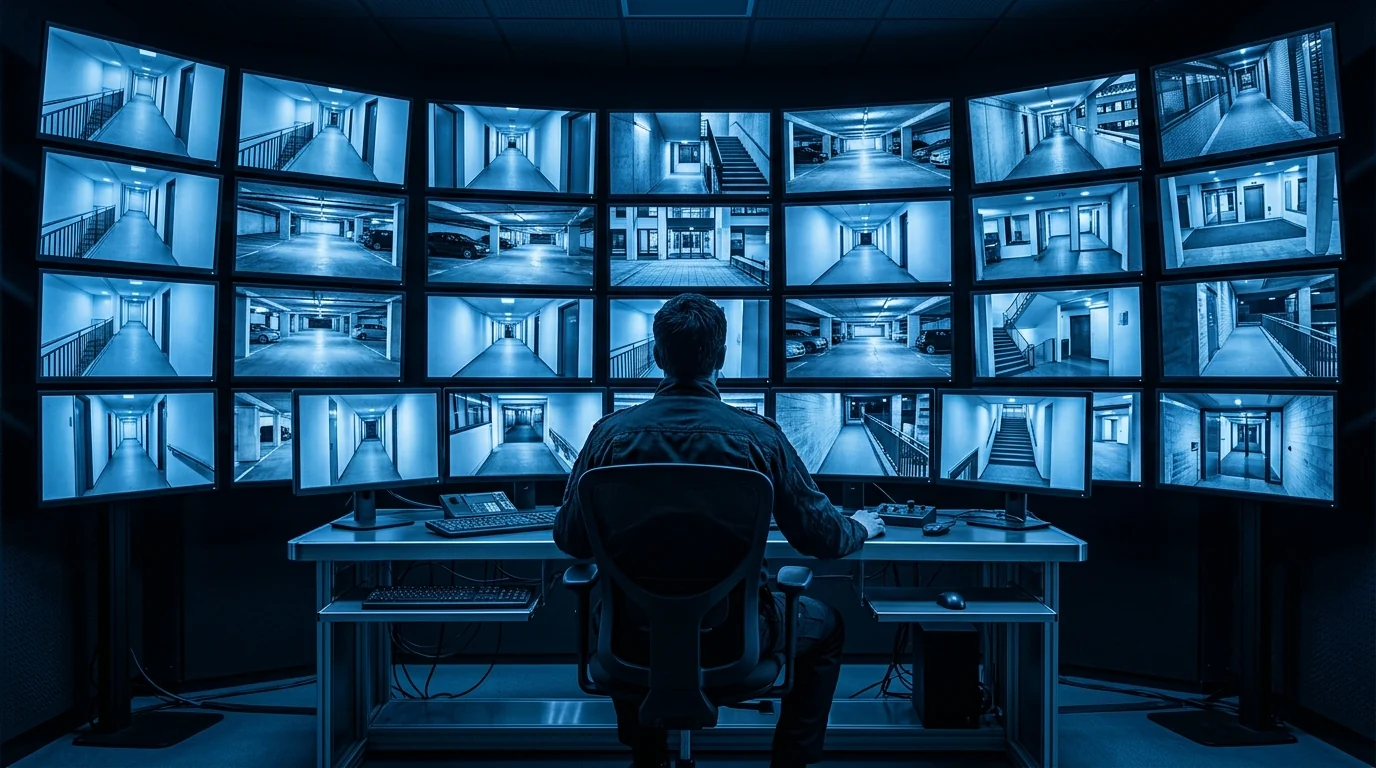 Ilustración de supervisión de cámaras y sistemas electrónicos