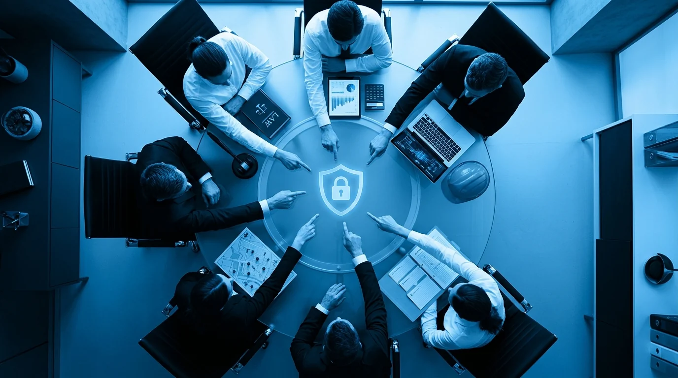 Ilustración de un equipo planificando medidas de seguridad