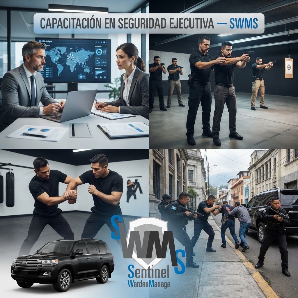 Ilustración de capacitación en seguridad ejecutiva, planificación y protección